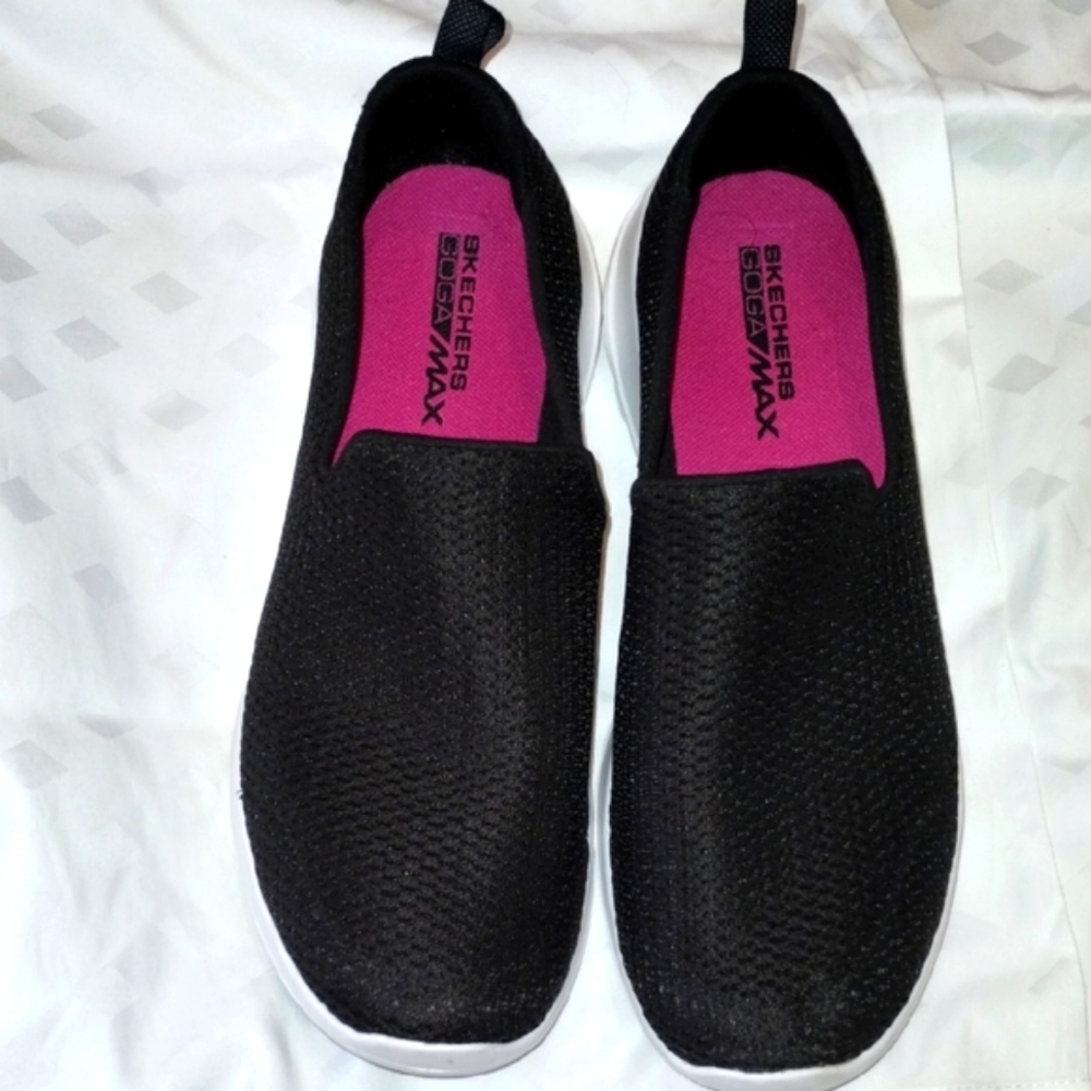 Skechers Black Slip-On Sneakers with Breathable Mesh